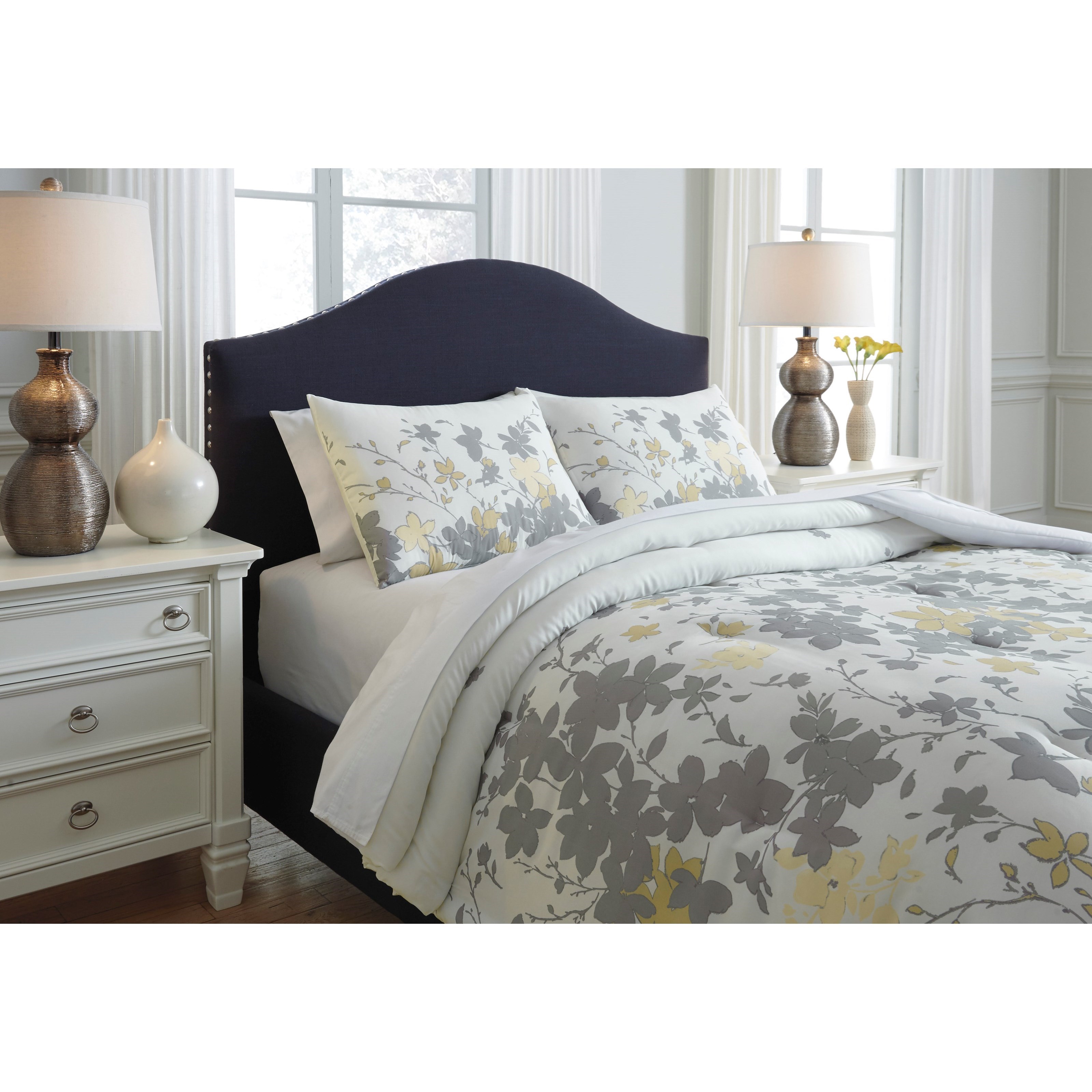 Yellow grey comforter set deals